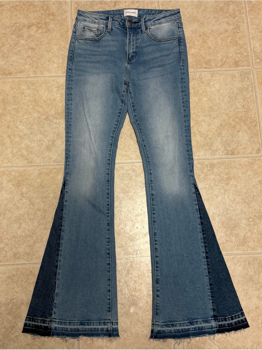 Driftwood Farrah Flare Jeans Tonal Color-block Western Size 24